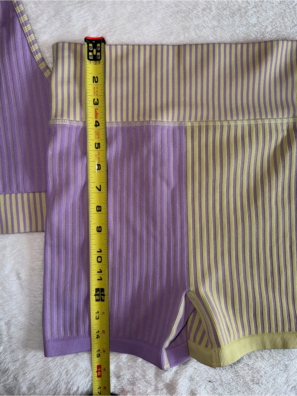 Striped Lavender & Olive Ribbed Active Set - Crop Tank + Biker Shorts - Picture 11 of 15